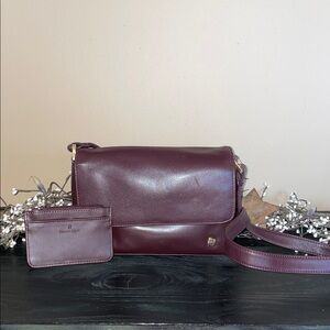 NEW Vintage Etienne Aigner Oxblood Shoulder/Crossbody with Coin Purse & Keychain